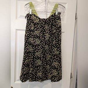 Talbots matching 2 piece set green sleeveless top/midi black polka dots shirt L